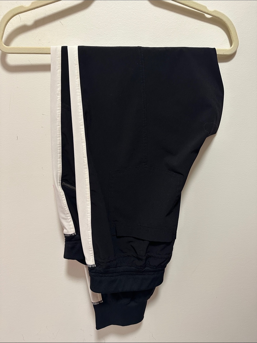 Black Track Pants with White Side Stripe